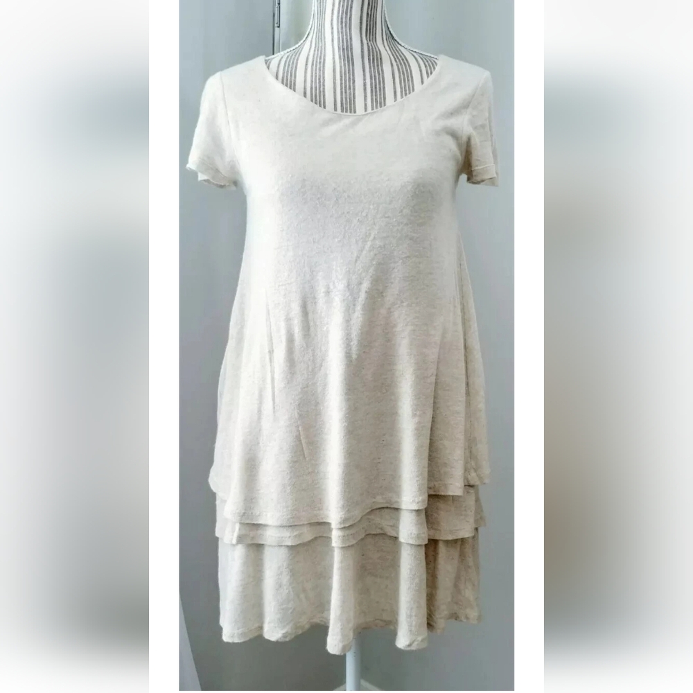 Elegant Cream Women'sMassimo Dutti Dress Casual Shift Dress Layered Cottagecore